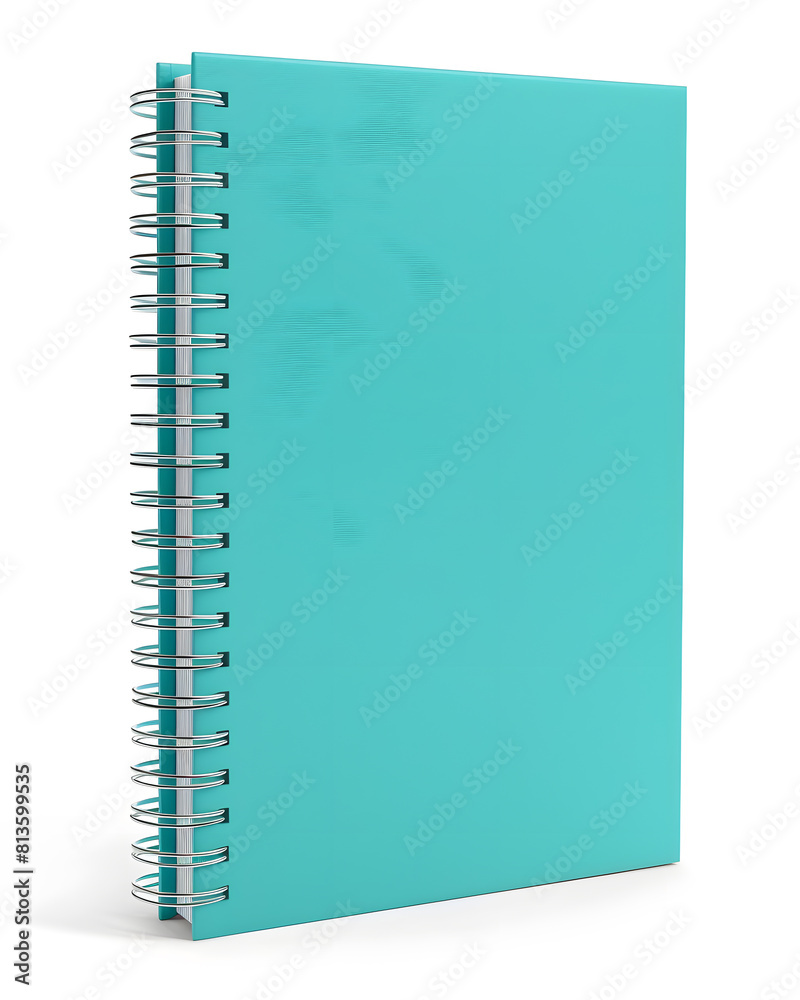 Turquoise color spiral notebook mockup isolated on white background Turquoise color spiral notebook mockup isolated on white background