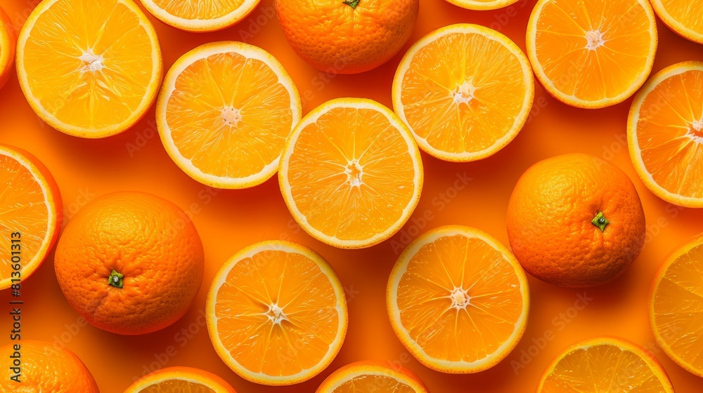 A ripe orange surrounded by some orange slices A ripe orange surrounded by some orange slices