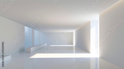 Futuristic Interior Design with Linear Elements and Stark Lighting, Ideal for Modern Minimalist Concepts