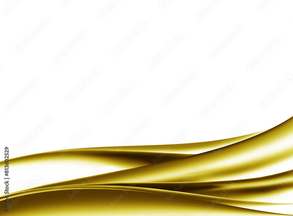 Digital render of golden flowing waves on a white background for wallpapers Digital render of golden flowing waves on a white background for wallpapers