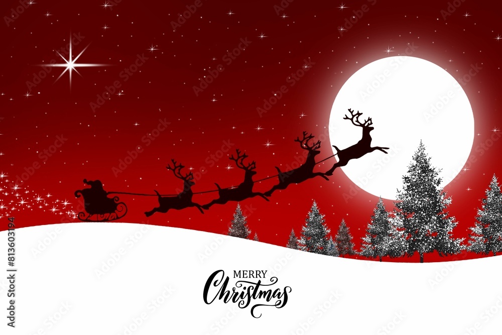 Naklejka premium Illustration design of Merry Christmas background with text