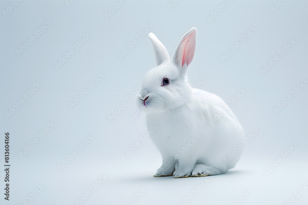 Cute white rabbit isolated on White background