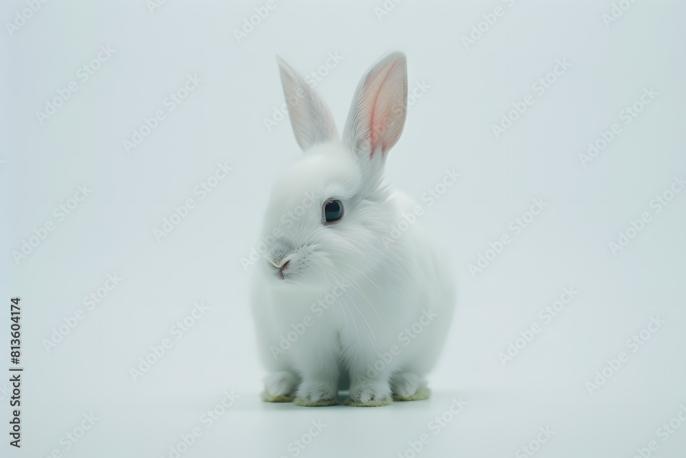 Fototapeta premium Cute white rabbit isolated on White background