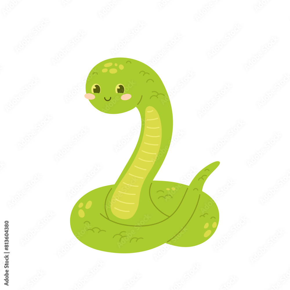 Cute snake. Funny baby animal, wild reptile. 2025 New Year's symbol. Isolated vector illustration. Viper with kawaii face. Anthropomorphic Chinese character. Cute snake. Funny baby animal, wild reptile. 2025 New Year's symbol. Isolated vector illustration. Viper with kawaii face. Anthropomorphic Chinese character.