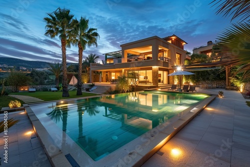 Magnificent contemporary  luxurious home designed. Generative Ai