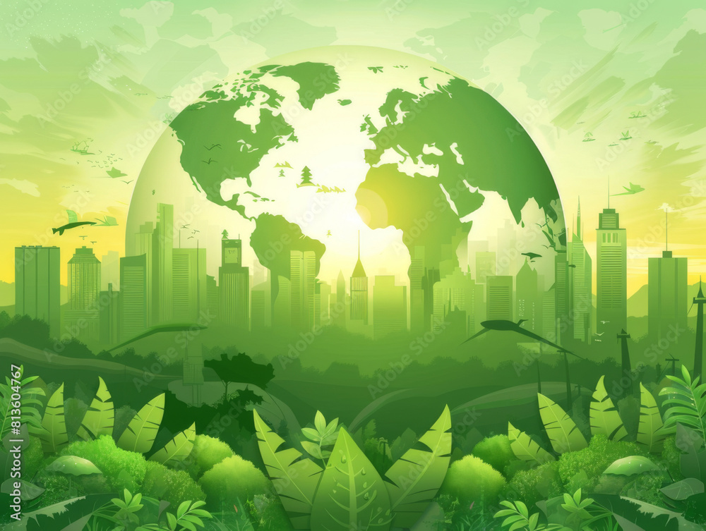 green city on earth, World environment and sustainable development concept