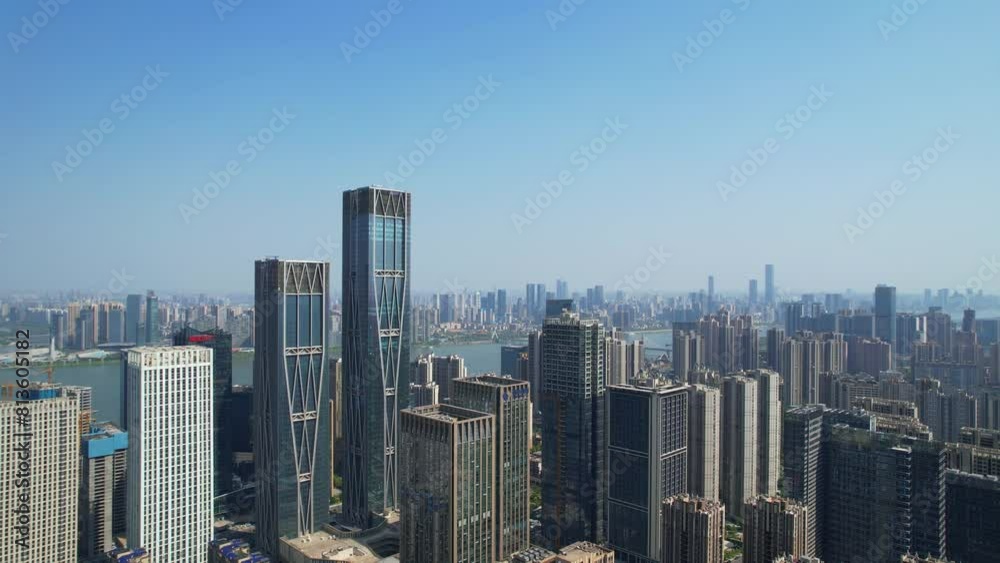 Scenery on both sides of the Xiangjiang River in Changsha, China Scenery on both sides of the Xiangjiang River in Changsha, China