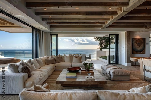 Contemporary interior design of a home in the coastal style. Generative Ai © Imran