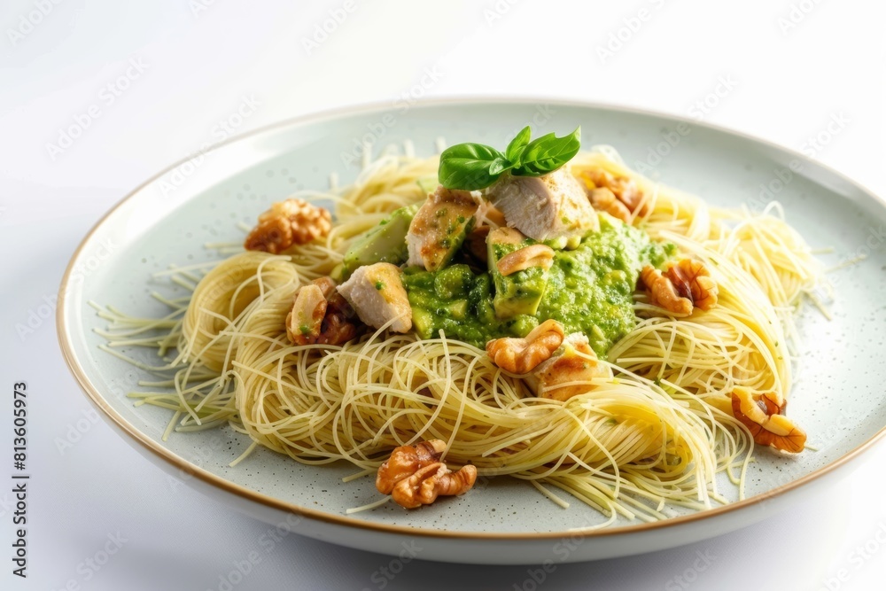 Delectable Angel Hair Pasta with Creamy Avocado Pesto Sauce Delectable Angel Hair Pasta with Creamy Avocado Pesto Sauce