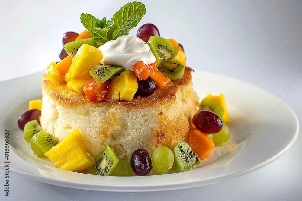 Delicious Angel Food Cake with Mango and Kiwi Compote Delicious Angel Food Cake with Mango and Kiwi Compote