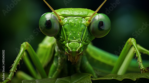 praying mantis on green background