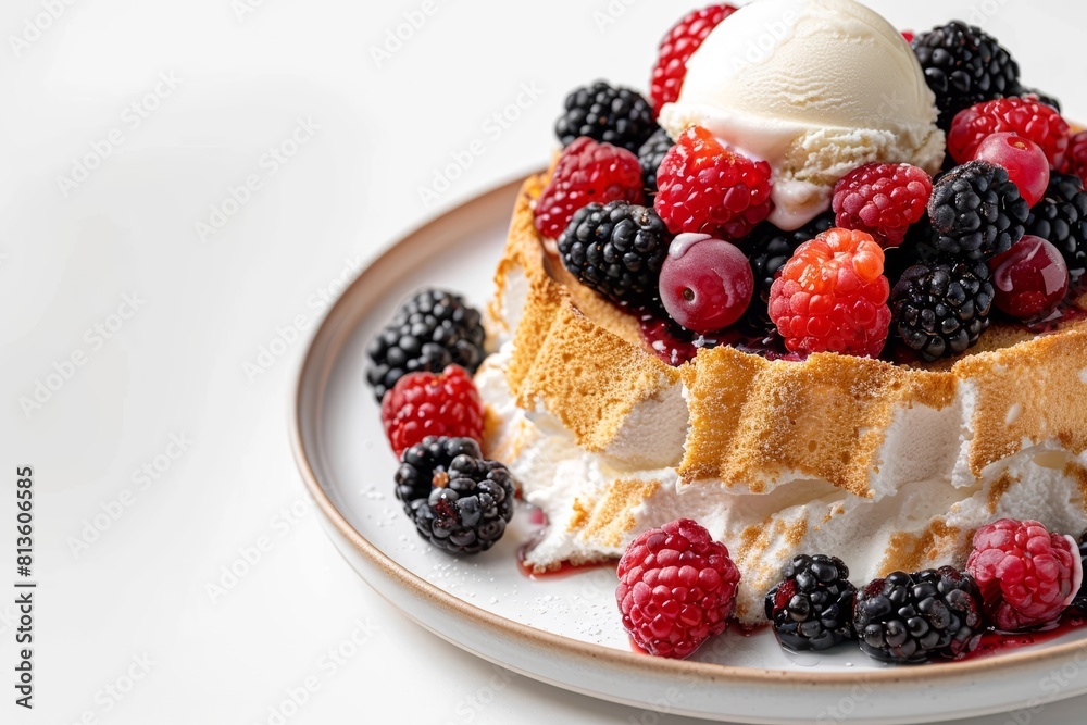 Luscious Angel Food Cake with Sweet Wine-Soaked Berries Luscious Angel Food Cake with Sweet Wine-Soaked Berries
