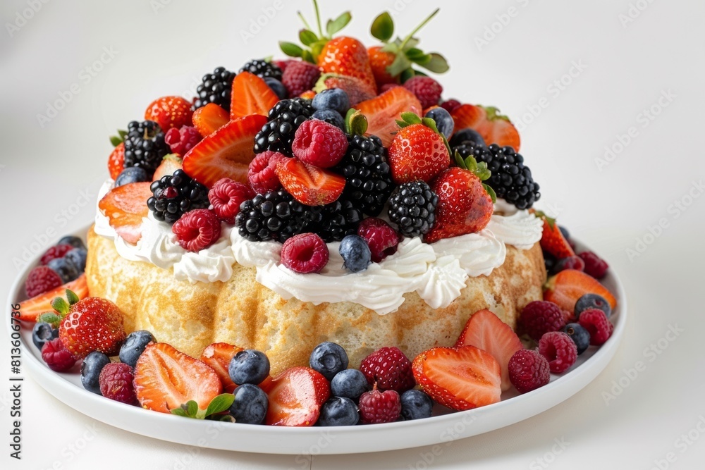Angel Food Cake Berries A Delightful Dessert Journey. Angel Food Cake Berries A Delightful Dessert Journey.