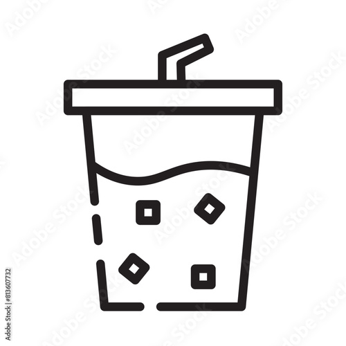 Drink Glass Iced Line Icon