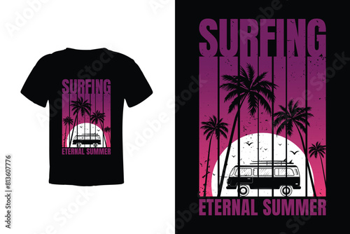 Capture the endless waves and eternal sunshine with our 'Surfing Eternal Summer' tee - a vibrant homage to the timeless spirit of summer, perfect for beach lovers and wave riders alike