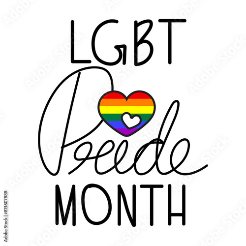 Vector illustration of LGBT Pride Month hand written calligraphy on transparent background