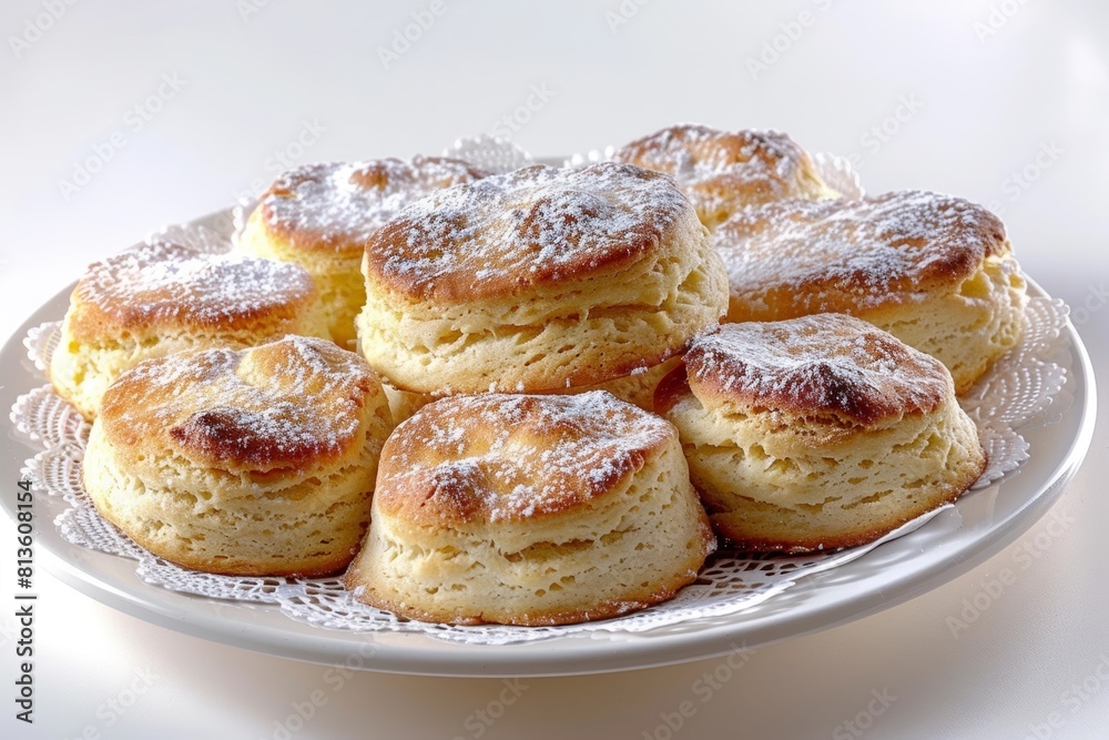Pristine White Basket of Fluffy Homemade Biscuits