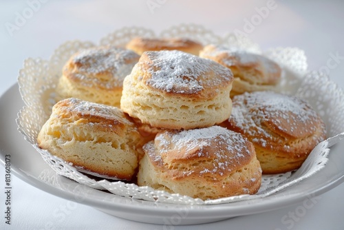 Fluffy Biscuits with Ethereal Elegance and Sweet Powdered Sugar