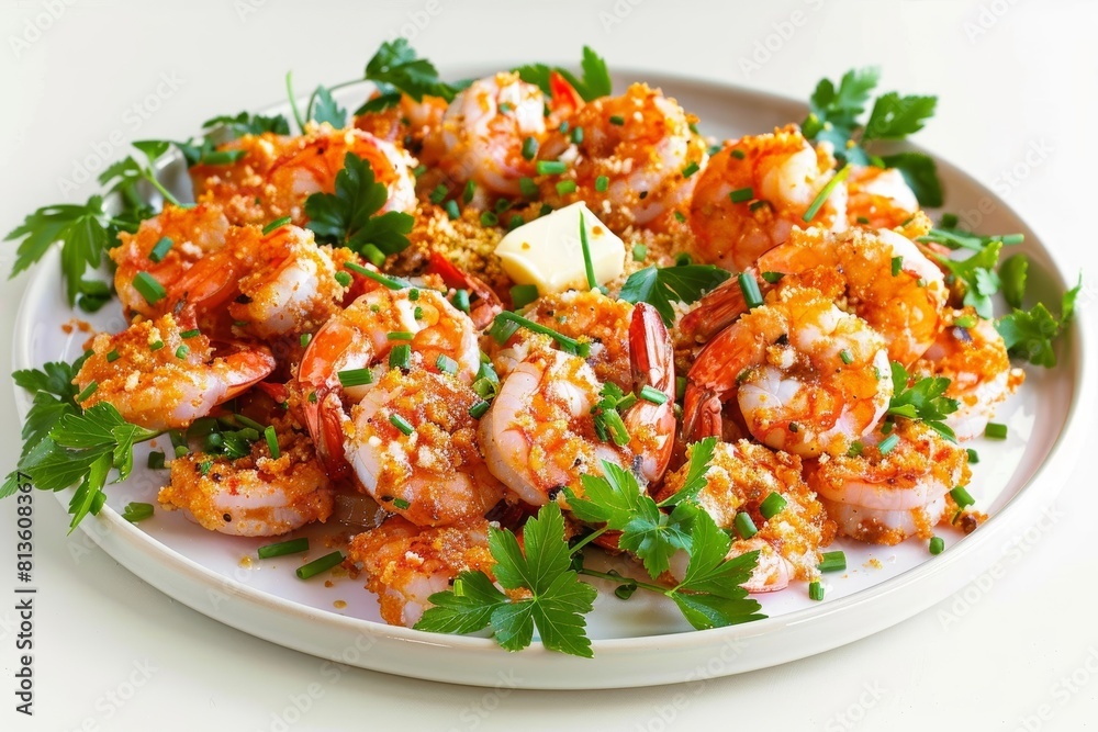 Vibrant Andouille-Crusted Rock Shrimp with Lemon Butter Drizzle Vibrant Andouille-Crusted Rock Shrimp with Lemon Butter Drizzle
