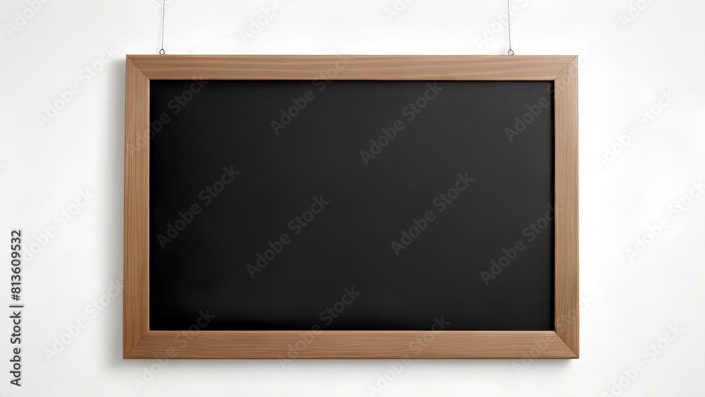 Black blackboard on the white wall with blank free empty space for text, media and advertise