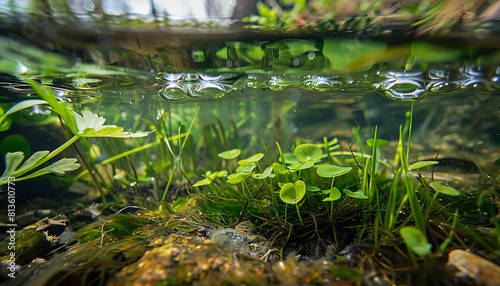 Under water small plants in forest generated.AI