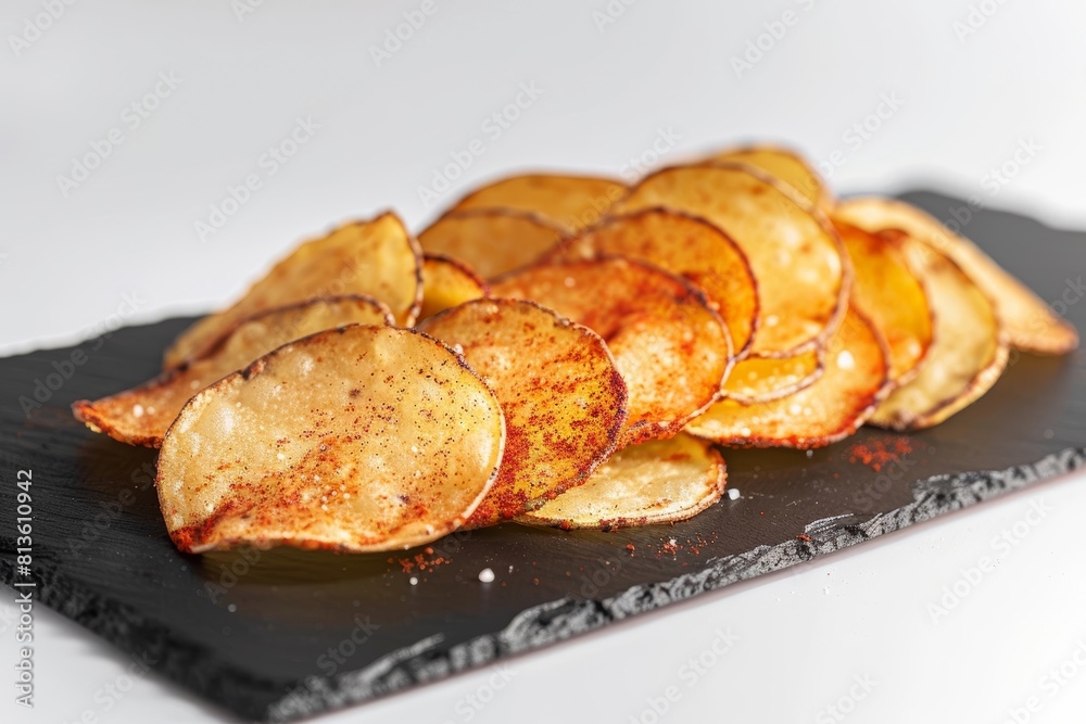 Ancho Potato Chips with Vibrant Crimson Hue and Coarse Sea Salt