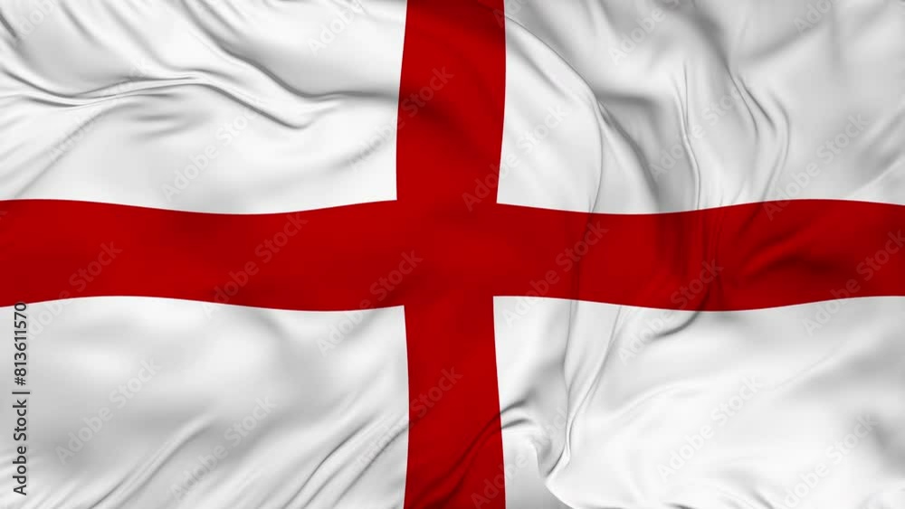 A beautiful view of the England flag video. 3d flag-waving video. England flag 4K resolution.	