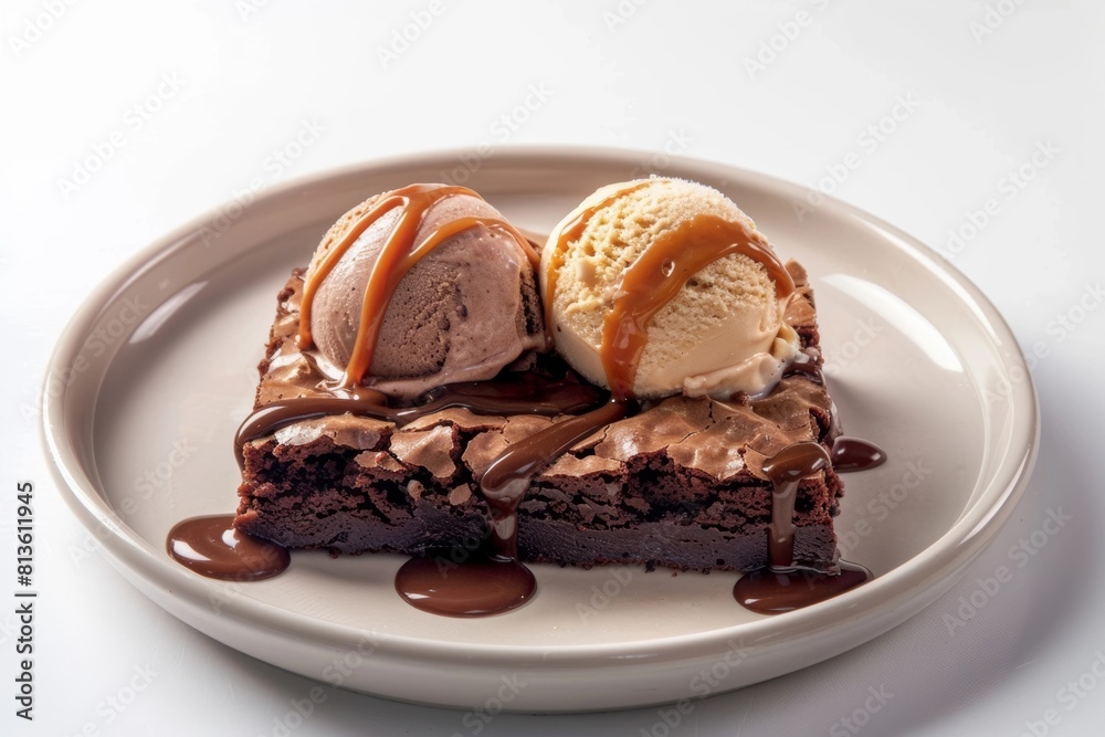 Mouthwatering Ancho Brownie Sundae with Vanilla Ice Cream and Dulce de Leche Mouthwatering Ancho Brownie Sundae with Vanilla Ice Cream and Dulce de Leche
