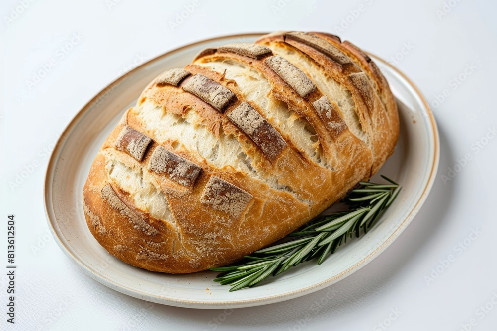 Amy's Crusty Italian Loaf with Fresh Rosemary on Platter Amy's Crusty Italian Loaf with Fresh Rosemary on Platter