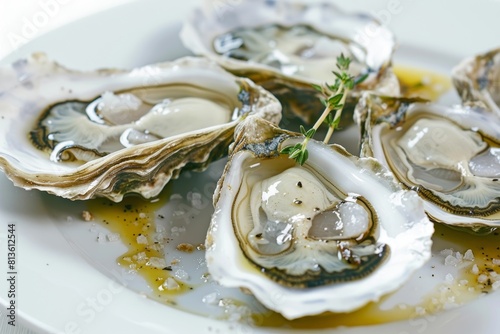 Mouthwatering Oysters with Sprigs of Thyme and Sea Salt