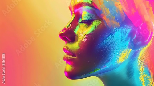 emotional rainbow in color spectrum of a woman s face