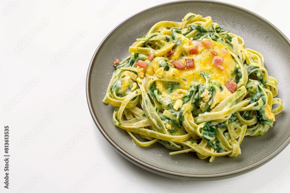 Tasty American Pasta Carbonara with Cheddar and Bacon