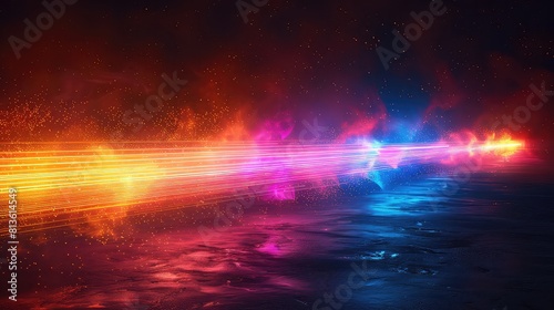 Futuristic abstract background with neon lights and waves space