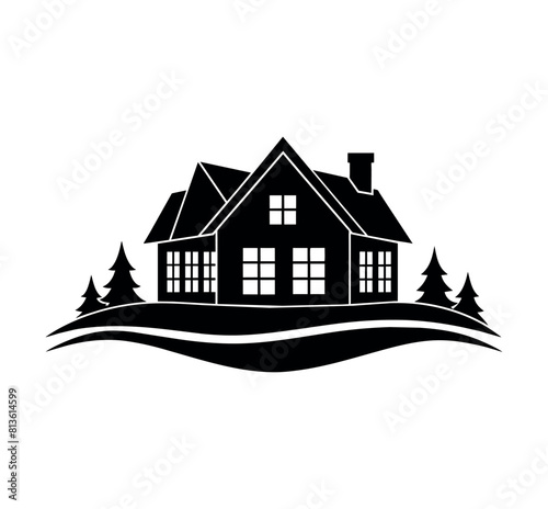 house silhouette isolatede Cityscape, vector background, black silhouette photo
