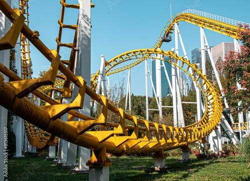 Canvas Print Roller coaster in an amusement park.