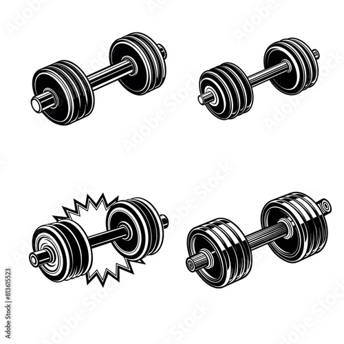 set of dumbbell weights on vector