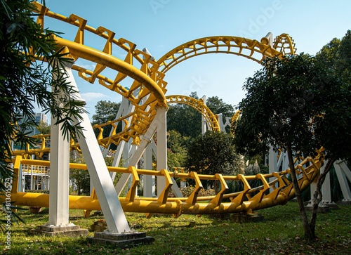 Roller coaster in an amusement park.