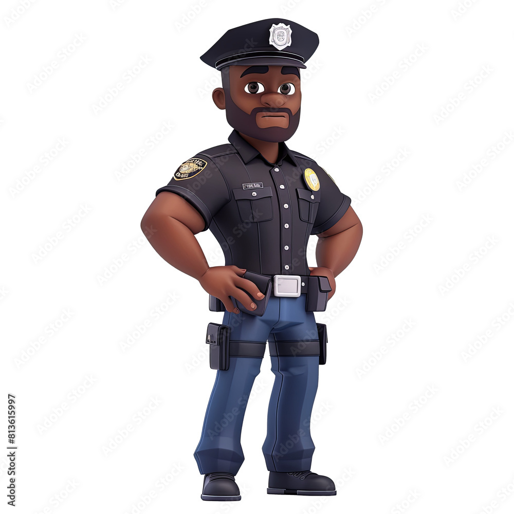 Isolated 3d police officer. No background.