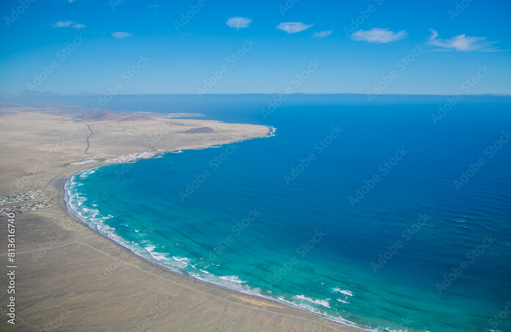 Seascape of Lanzarote with Famara beach, Canary Islands, Spain