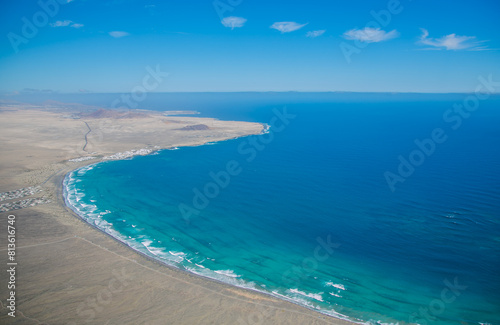 Seascape of Lanzarote with Famara beach, Canary Islands, Spain © AventuraSur