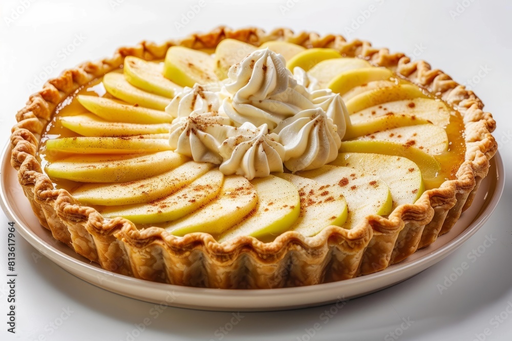 Gourmet Apple-Custard Pie with Whipped Cream Swirls Gourmet Apple-Custard Pie with Whipped Cream Swirls