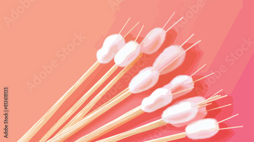Cotton swabs on color background closeup Vector style photo