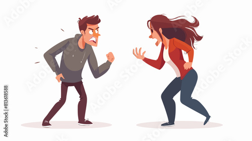 Couple of angry man and woman shouting arguing