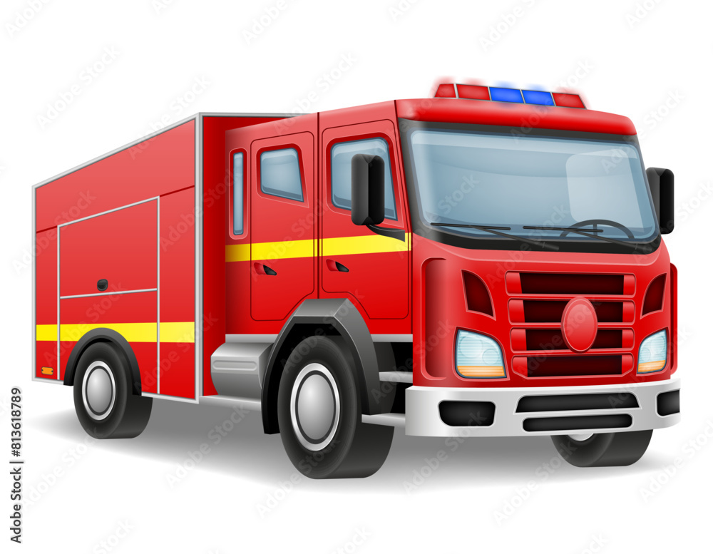 fire engine automobile car vehicle vector illustration
