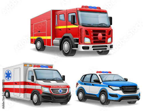 automobile of various emergency and rescue services car vector illustration