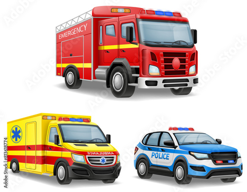 automobile of various emergency and rescue services car vector illustration