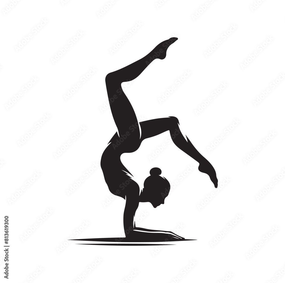 Gymnastics female silhouette illustration set Gymnastics female silhouette illustration set