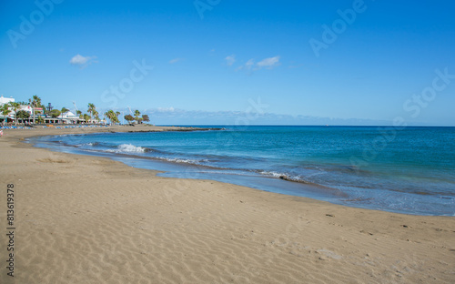 Lonely beach Playa de Los Pocillos, Lanzarote, Canary Islands, Spain  © AventuraSur