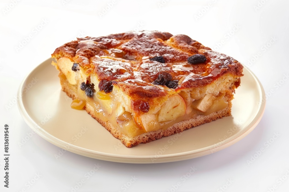 Warm Apple-Bread Pudding Cake with Raisins and Cinnamon Spice Warm Apple-Bread Pudding Cake with Raisins and Cinnamon Spice