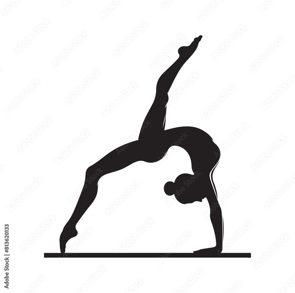 Gymnastics female silhouette illustration set Gymnastics female silhouette illustration set